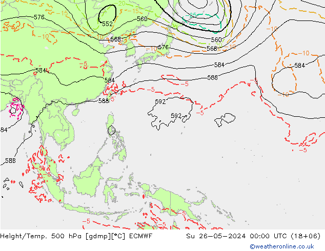 Z500/Rain (+SLP)/Z850 ECMWF dom 26.05.2024 00 UTC