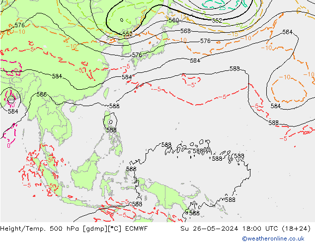 Height/Temp. 500 hPa ECMWF Ne 26.05.2024 18 UTC