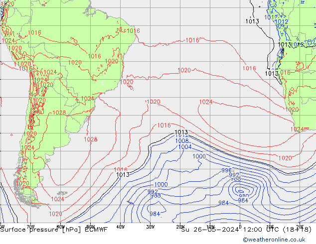 Yer basıncı ECMWF Paz 26.05.2024 12 UTC