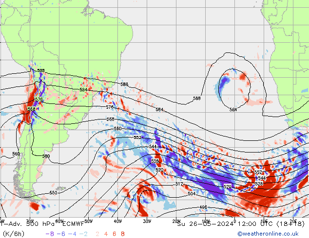 T-Adv. 500 hPa ECMWF Paz 26.05.2024 12 UTC