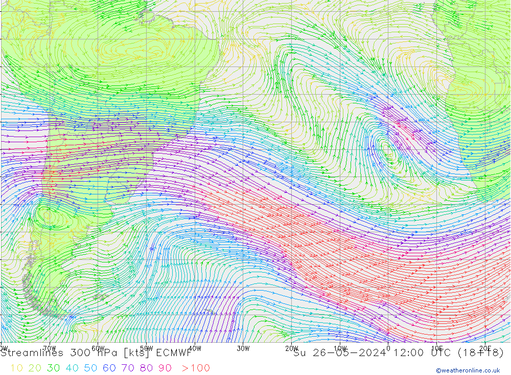 Rüzgar 300 hPa ECMWF Paz 26.05.2024 12 UTC