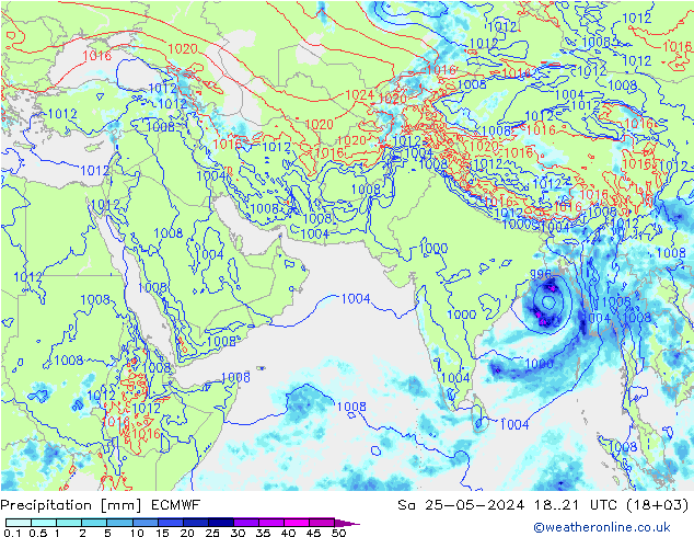 降水 ECMWF 星期六 25.05.2024 21 UTC