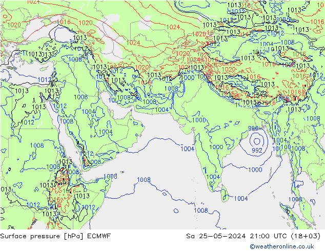 地面气压 ECMWF 星期六 25.05.2024 21 UTC