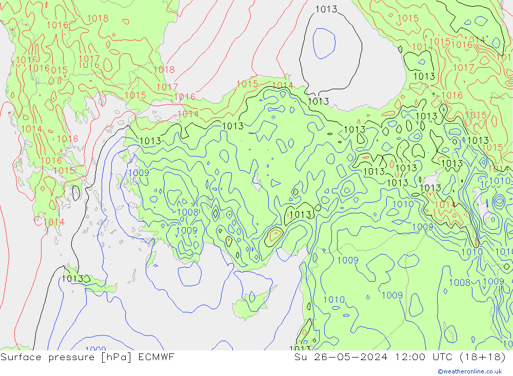 Pressione al suolo ECMWF dom 26.05.2024 12 UTC