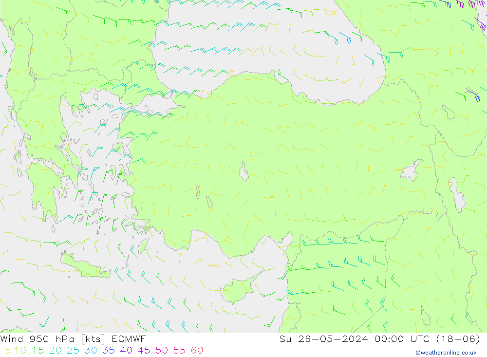 Prec 6h/Wind 10m/950 ECMWF dom 26.05.2024 00 UTC