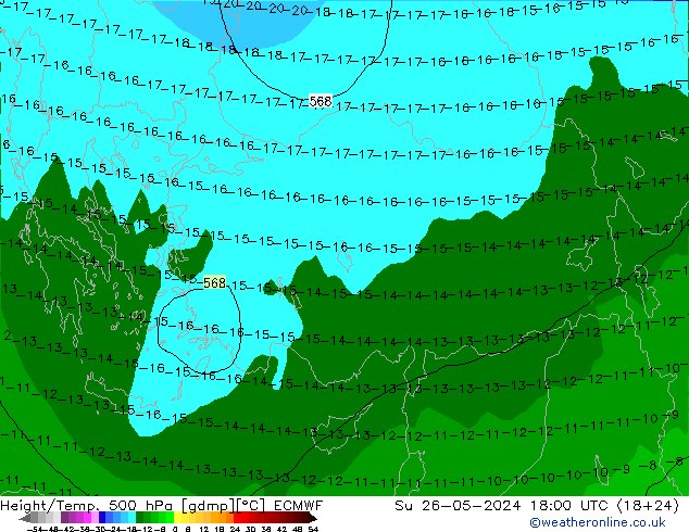 Z500/Rain (+SLP)/Z850 ECMWF Su 26.05.2024 18 UTC