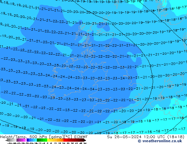 Z500/Rain (+SLP)/Z850 ECMWF Вс 26.05.2024 12 UTC