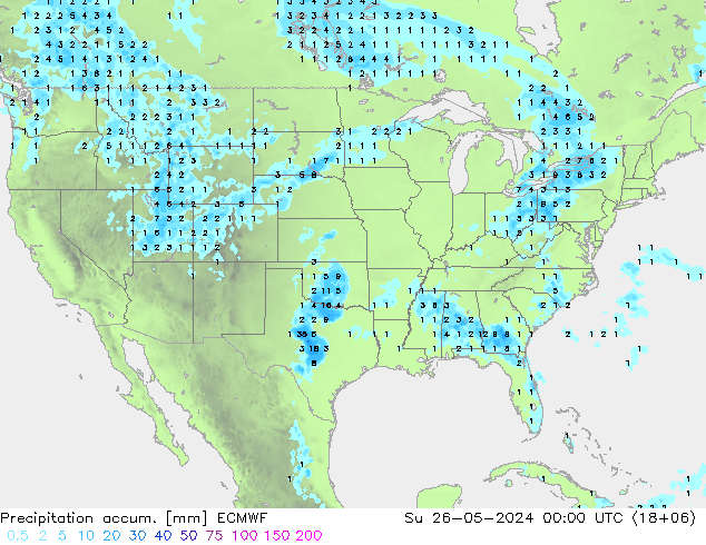 Précipitation accum. ECMWF dim 26.05.2024 00 UTC