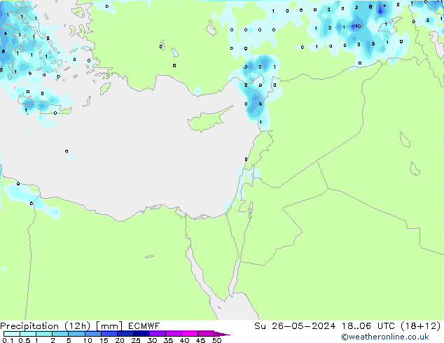 Precipitação (12h) ECMWF Dom 26.05.2024 06 UTC