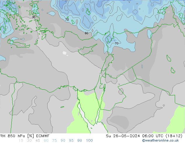 RH 850 hPa ECMWF Dom 26.05.2024 06 UTC