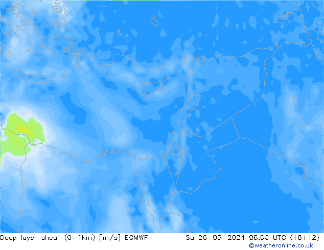 Deep layer shear (0-1km) ECMWF Dom 26.05.2024 06 UTC