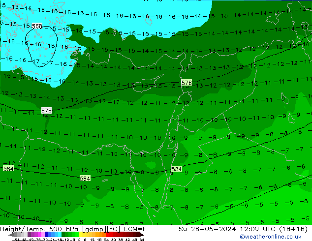 Géop./Temp. 500 hPa ECMWF dim 26.05.2024 12 UTC