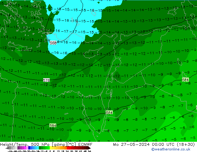 Z500/Rain (+SLP)/Z850 ECMWF Po 27.05.2024 00 UTC