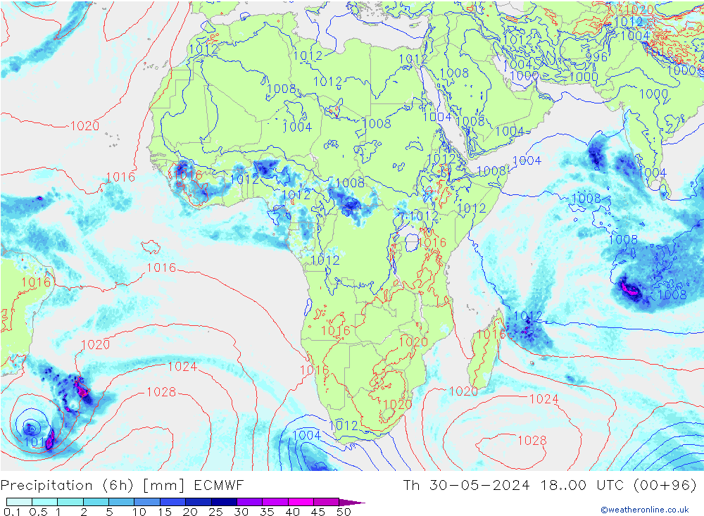 Z500/Yağmur (+YB)/Z850 ECMWF Per 30.05.2024 00 UTC