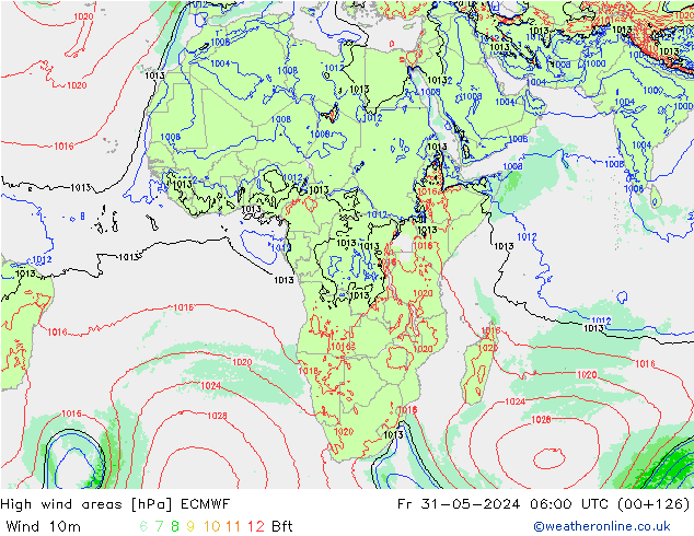 High wind areas ECMWF Sex 31.05.2024 06 UTC