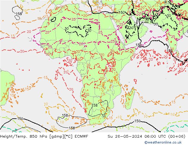 Z500/Regen(+SLP)/Z850 ECMWF zo 26.05.2024 06 UTC