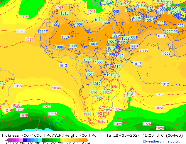 Dikte700-1000 hPa ECMWF di 28.05.2024 15 UTC