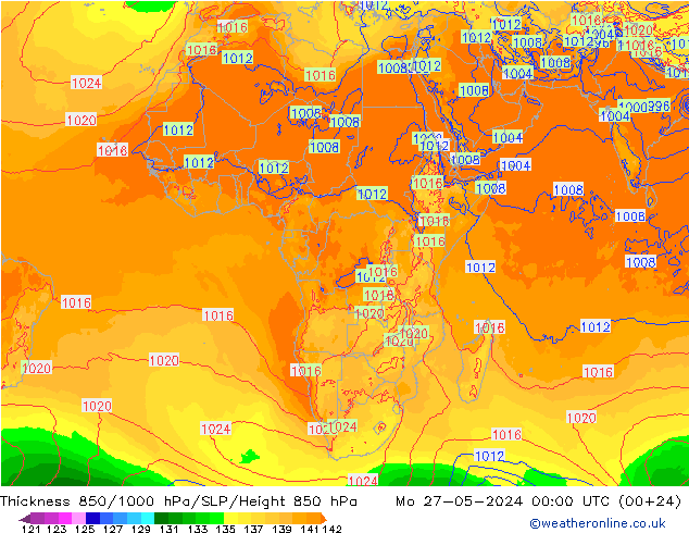 Schichtdicke 850-1000 hPa ECMWF Mo 27.05.2024 00 UTC