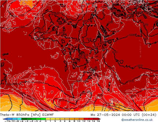 Theta-W 850hPa ECMWF Pzt 27.05.2024 00 UTC