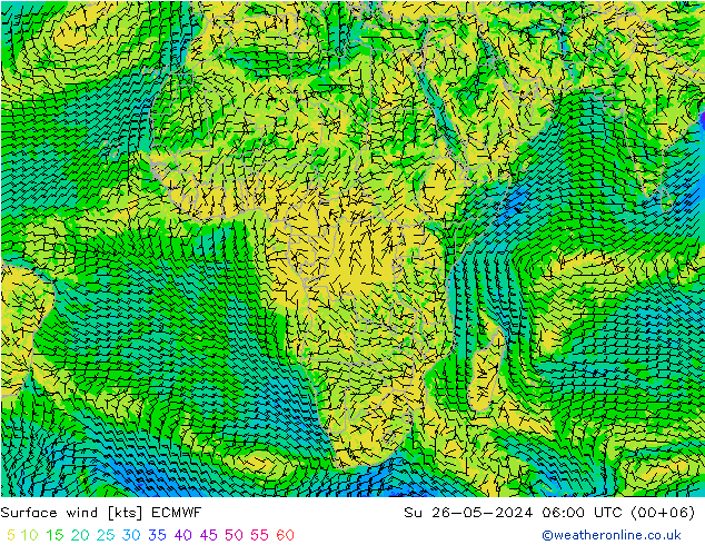 Rüzgar 10 m ECMWF Paz 26.05.2024 06 UTC