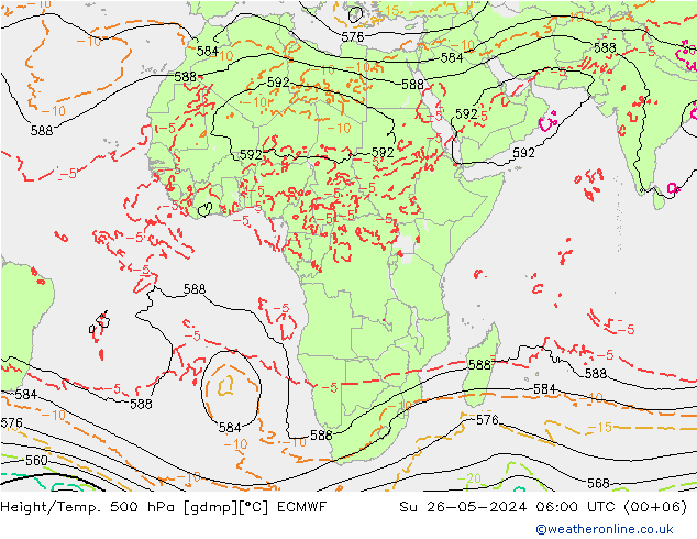 Z500/Rain (+SLP)/Z850 ECMWF Su 26.05.2024 06 UTC