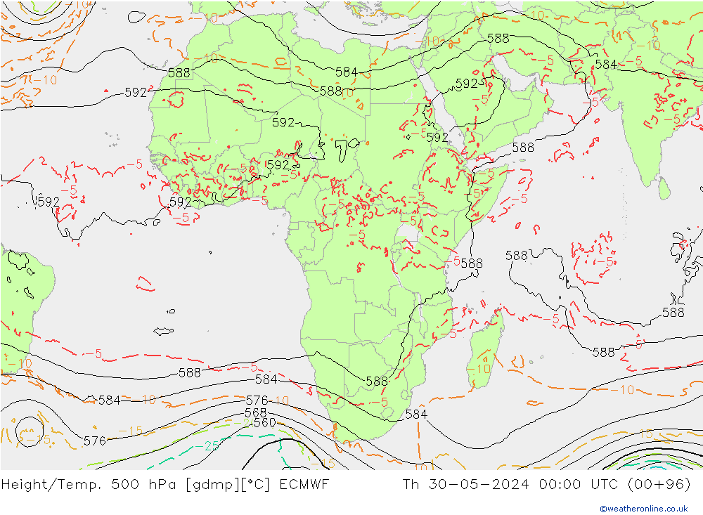 Z500/Yağmur (+YB)/Z850 ECMWF Per 30.05.2024 00 UTC