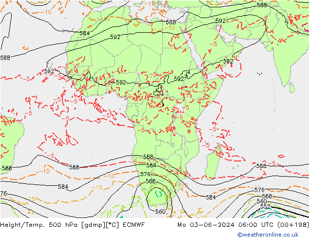 Z500/Rain (+SLP)/Z850 ECMWF lun 03.06.2024 06 UTC