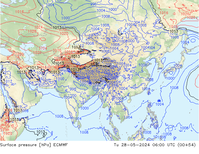 Bodendruck ECMWF Di 28.05.2024 06 UTC