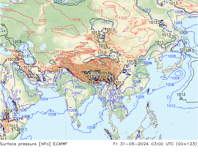 Luchtdruk (Grond) ECMWF vr 31.05.2024 03 UTC