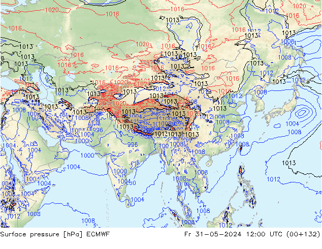 pressão do solo ECMWF Sex 31.05.2024 12 UTC