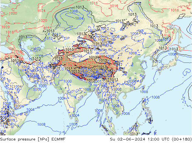 Bodendruck ECMWF So 02.06.2024 12 UTC