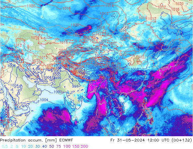 Precipitation accum. ECMWF pt. 31.05.2024 12 UTC