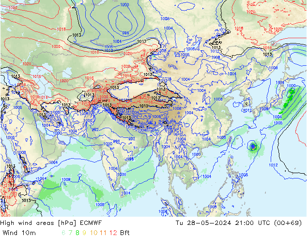 High wind areas ECMWF Tu 28.05.2024 21 UTC