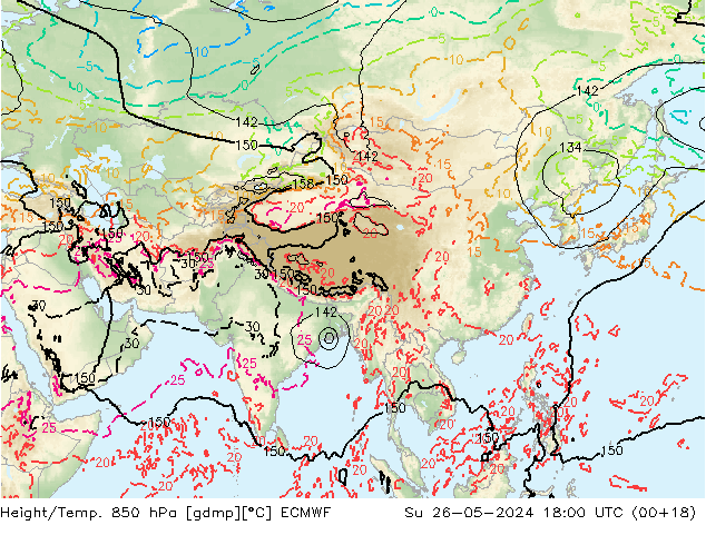 Z500/Rain (+SLP)/Z850 ECMWF dom 26.05.2024 18 UTC