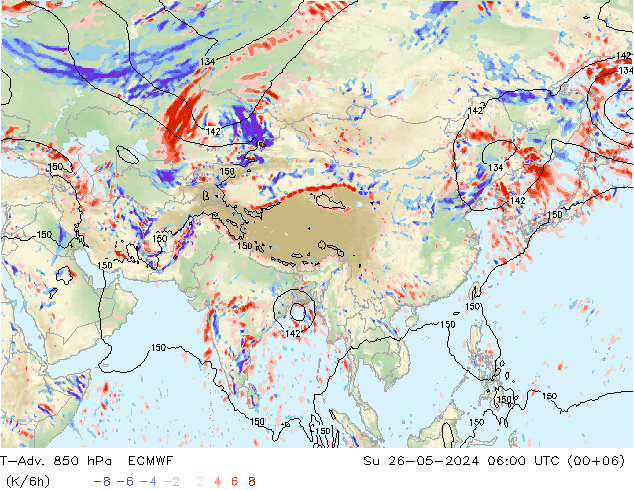 T-Adv. 850 hPa ECMWF Ne 26.05.2024 06 UTC