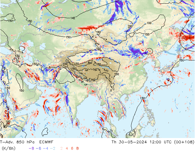 T-Adv. 850 hPa ECMWF Qui 30.05.2024 12 UTC