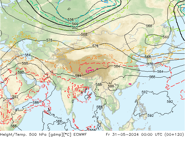 Z500/Rain (+SLP)/Z850 ECMWF vie 31.05.2024 00 UTC