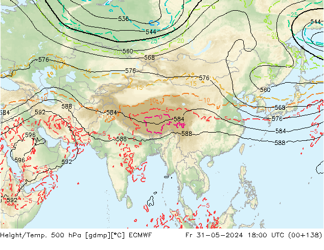 Z500/Yağmur (+YB)/Z850 ECMWF Cu 31.05.2024 18 UTC