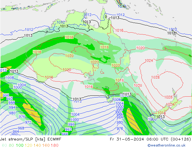 Straalstroom/SLP ECMWF vr 31.05.2024 06 UTC