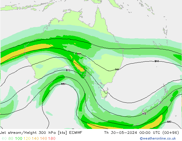 Jet stream/Height 300 hPa ECMWF Th 30.05.2024 00 UTC