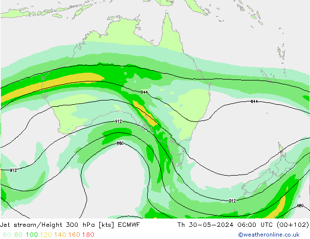 Jet stream ECMWF Qui 30.05.2024 06 UTC