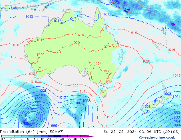 Z500/Rain (+SLP)/Z850 ECMWF Su 26.05.2024 06 UTC