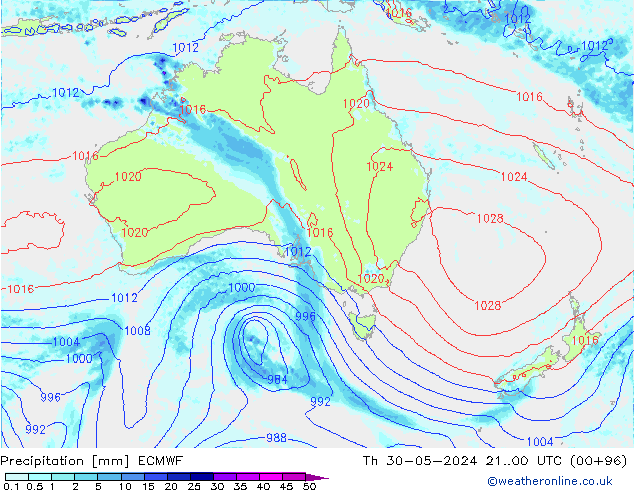 осадки ECMWF чт 30.05.2024 00 UTC