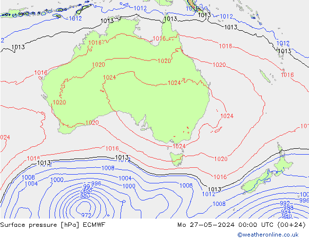 Atmosférický tlak ECMWF Po 27.05.2024 00 UTC