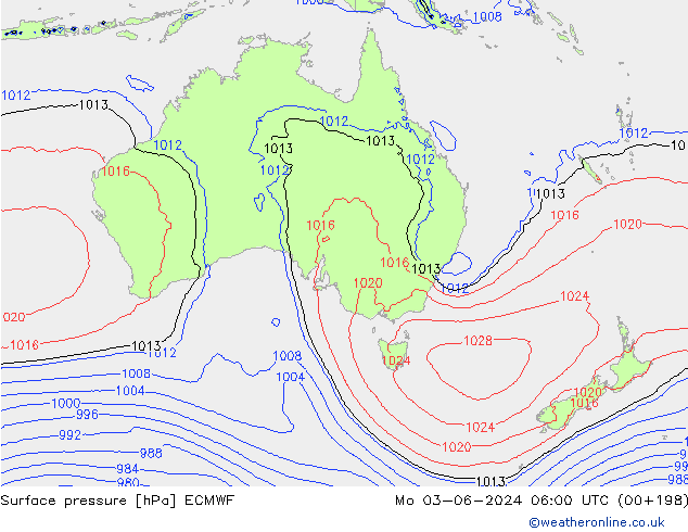 Luchtdruk (Grond) ECMWF ma 03.06.2024 06 UTC