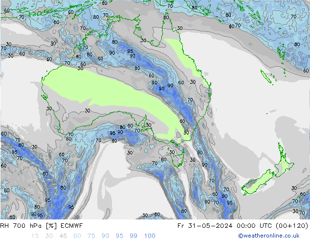 RH 700 hPa ECMWF Sex 31.05.2024 00 UTC