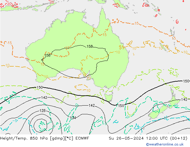 Z500/Rain (+SLP)/Z850 ECMWF Вс 26.05.2024 12 UTC