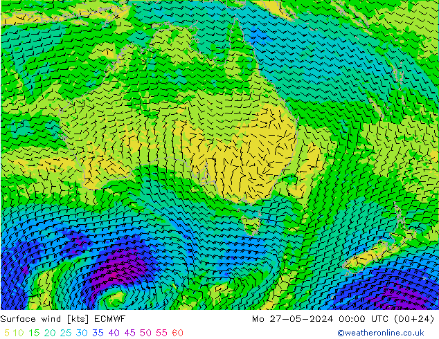 Vento 10 m ECMWF Seg 27.05.2024 00 UTC