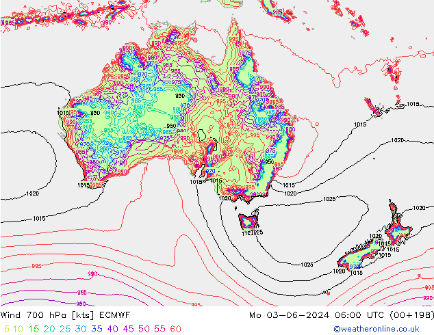 ветер 700 гПа ECMWF пн 03.06.2024 06 UTC