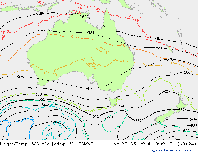 Z500/Regen(+SLP)/Z850 ECMWF ma 27.05.2024 00 UTC